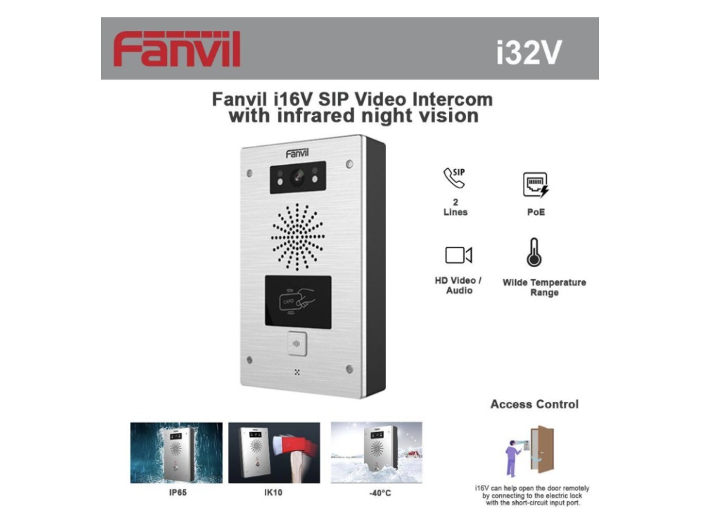 Fanvil i32V Outdoor IP Video Intercom Night Vision Infrared RFID Infrared IP65