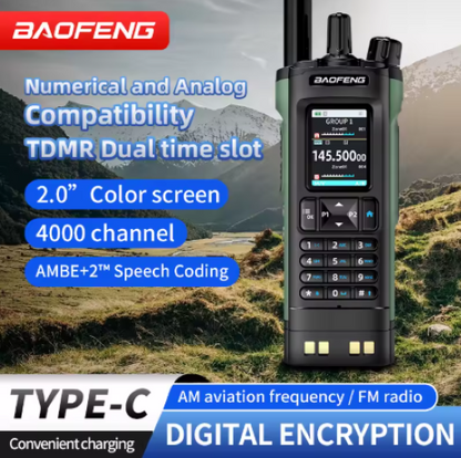 Baofeng DM-32 Walkie Talkie DMR GPS 10W GPS APRS Air Band FM Radio Type-C