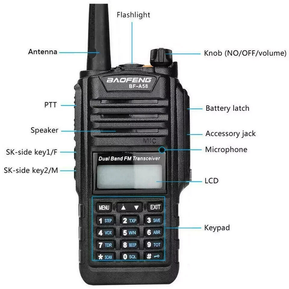 Baofeng BF-A58 5w IP67 Waterproof Two Way Radio VHF/UHF Dual Band