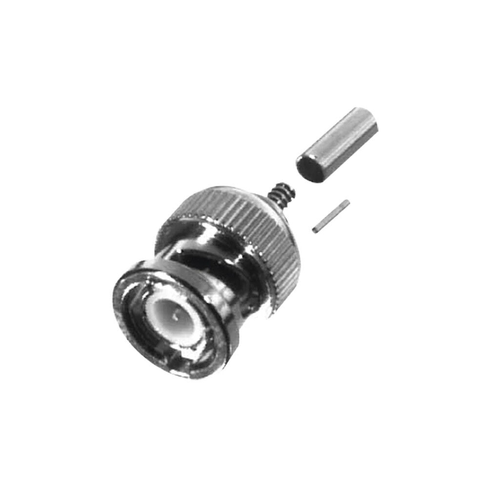 BNC Male Connector RFB-1106-6 With Small Ferrule to Crimp on RG-174/U, Ni/Au