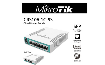 Mikrotik CRS106-1C-5S Cloud Router Switch 5x 1.25Gbps SFP cages RouterOS