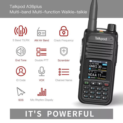 Talkpod A36Plus GMRS Handheld HAM Two Way Radio Walkie Talkie VHF UHF AIRBAND