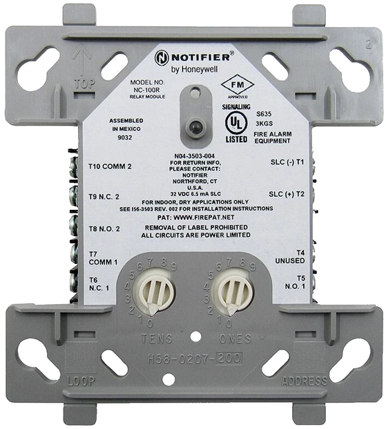 Notifier NC-100R Relay Module Provides 2 Form-C