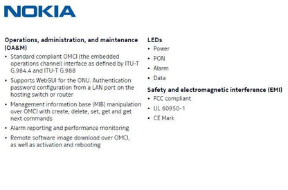 Nokia 3FE49533AA XS-010G-Q XGS PON ONT 1x 100M/1G/2.5G
