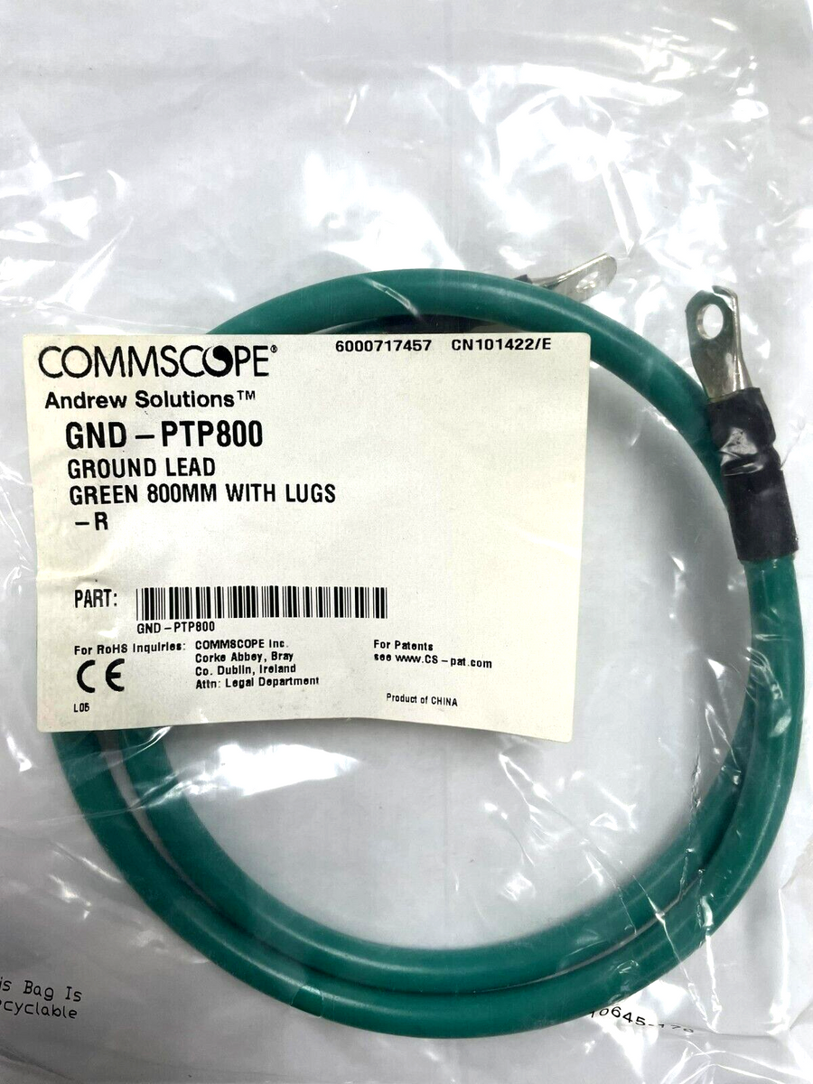Commscope GND-PTP800 Andrew Slotutions Ground Lead Green 800MM With Lugs-R