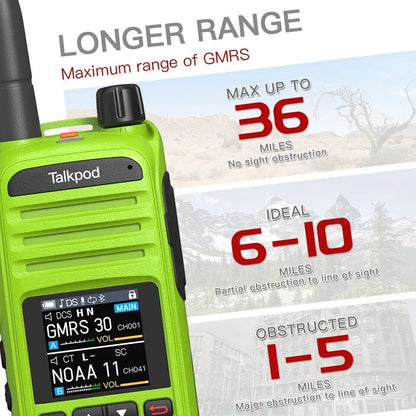 Talkpod A36Plus GMRS/HAM Handheld Two Way Radio Walkie Talkie VHF UHF AIRBAND