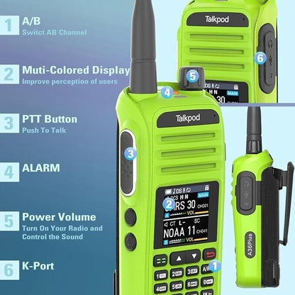 Talkpod A36Plus GMRS/HAM Handheld Two Way Radio Walkie Talkie VHF UHF AIRBAND