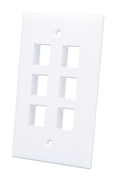 Intellinet 772457 White 6-Outlet Keystone Wall Plate