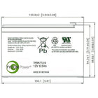 Tycon TPBAT12-9 12V 9Ah SLA AGM Battery. F2 terminals (VRLA)