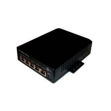 Tycon 5 Port Versatile Output Gigabit PoE Switch. 1 60W 4pair High PoE. 3 802.3at. 1 24V 12W passive PoE ports. 44-57VDC wire term IN