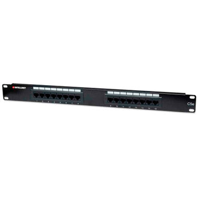Intellinet 513548 Cat5e Patch Panel 16 Ports 19" Rackmount UL Listed Supports 22-26 AWG UTP Ethernet