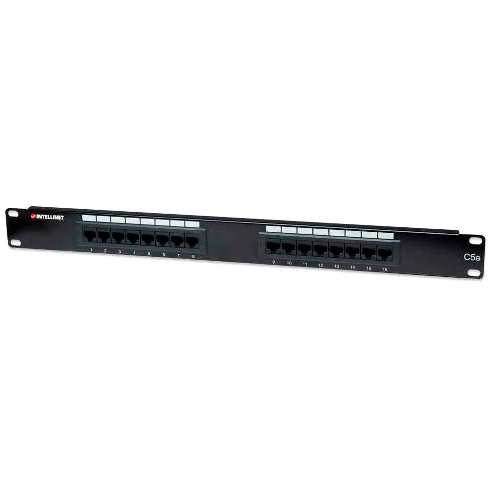 Intellinet 513548 Cat5e Patch Panel 16 Ports 19" Rackmount UL Listed Supports 22-26 AWG UTP Ethernet