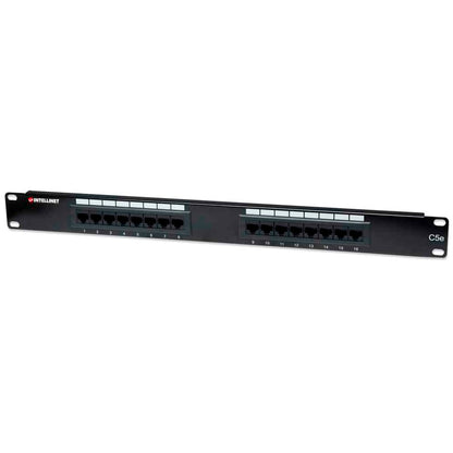 Intellinet 513548 Cat5e Patch Panel 16 Ports 19" Rackmount UL Listed Supports 22-26 AWG UTP Ethernet
