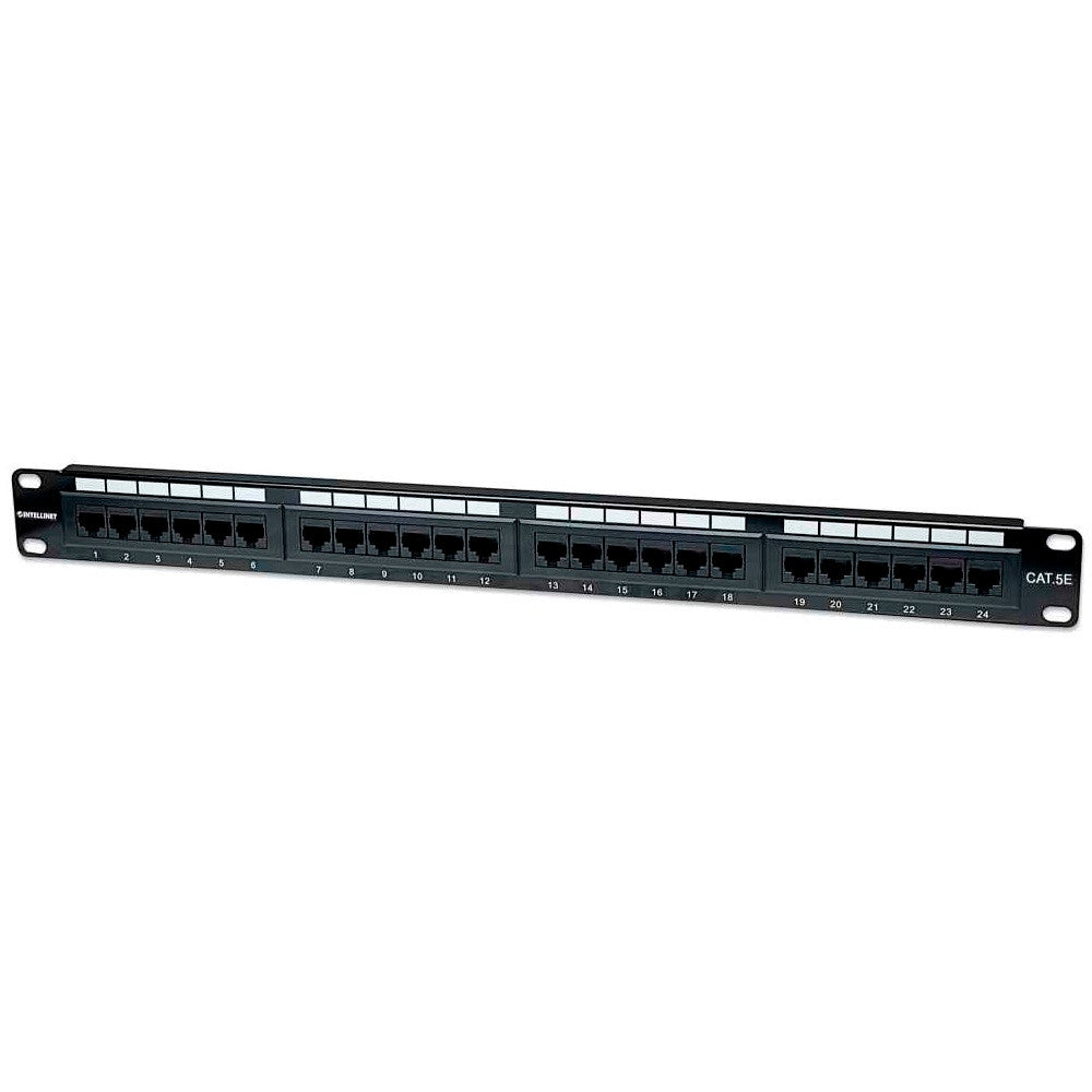 Intellinet 513555 Cat5e Patch Panel 24 Ports 19" Rackmount UL E313857 UTP Ethernet Supports 22-26 AWG