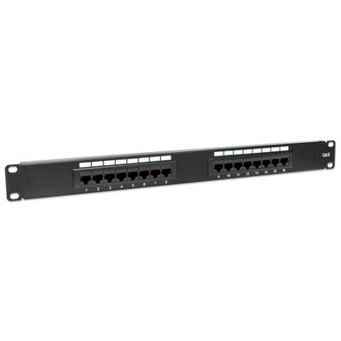 Intellinet 519526 Cat6 Patch Panel 16 Ports 19" Rackmount UL Listed UTP Ethernet Supports 22-26 AWG 1U Height