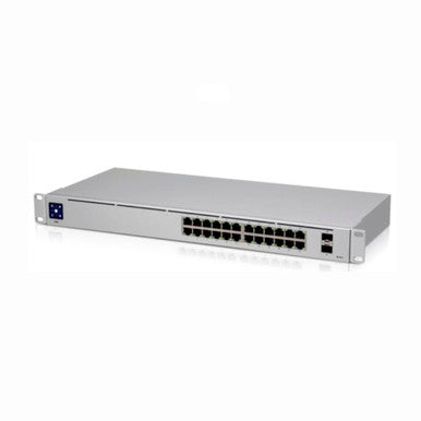 Ubiquiti USW-24 24-Port Layer 2 Switch Silent Fanless Cooling 1.3" Touchscreen 52 Gbps Switching Capacity