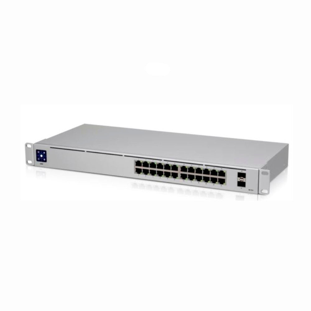 Ubiquiti USW-24 24-Port Layer 2 Switch Silent Fanless Cooling 1.3" Touchscreen 52 Gbps Switching Capacity