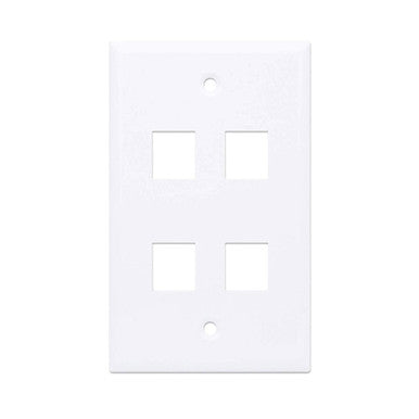 Intellinet 772440 White 4-Outlet Keystone Wall Plate