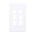 Intellinet 772457 White 6-Outlet Keystone Wall Plate