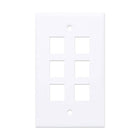 Intellinet 772457 White 6-Outlet Keystone Wall Plate
