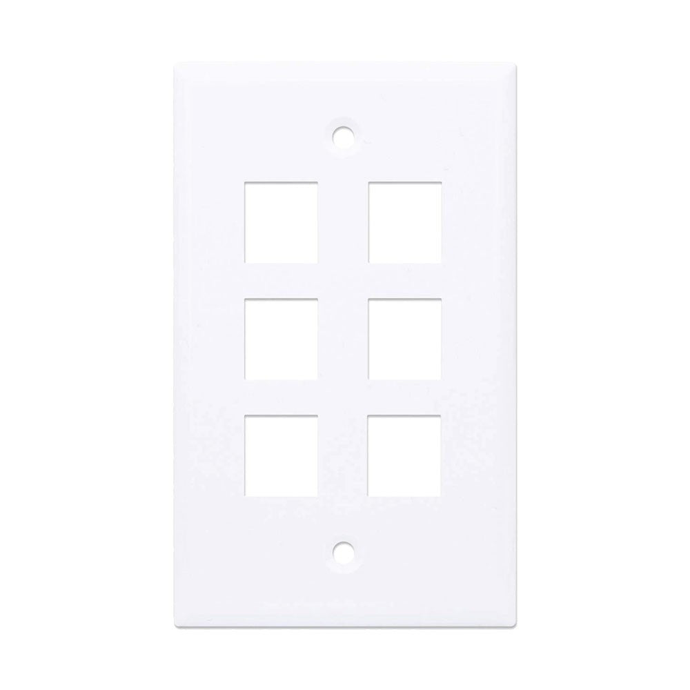 Intellinet 772457 White 6-Outlet Keystone Wall Plate