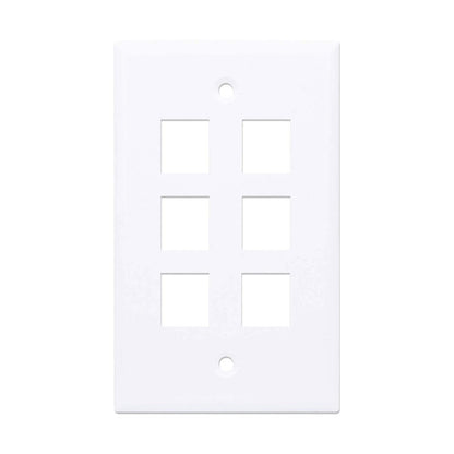 Intellinet 772457 White 6-Outlet Keystone Wall Plate