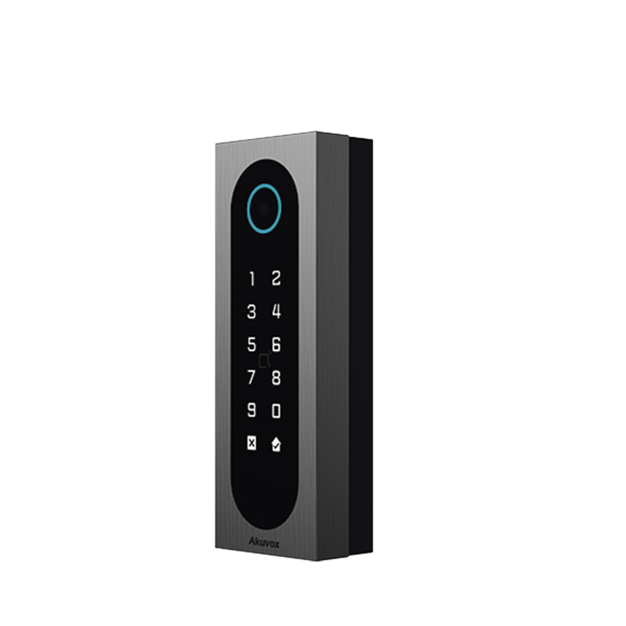 Akuvox A08S Slim Access Control Akuvox A08S / Aluminum and Tempered Glass / IP65 & IK09 / Capacity for 20,000 Cards / Multi Access Methods (QR, Bluetooth, PIN, RFID) / Supports Wiegand / 1 Relay Output