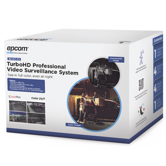 Epcom Professional B8-KIT-CV TurboHD 1080p Lite Kit / 4 Channel DVR / 4 cameras (2mp) Color 24/7 / Power Supply / Installation Accessories
