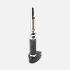 Black and silver tool on a white background