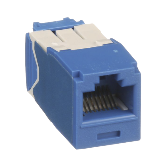 Panduit CJ6X88TGBU The Category 6A, RJ45, 8-position, 8-wire, 10 Gb/s UTP Mini-Com universal jack module has TG-style termination and is Blue