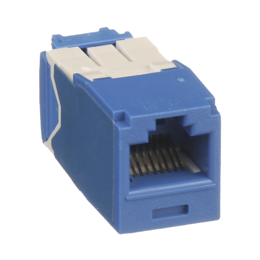 Panduit CJ6X88TGBU The Category 6A, RJ45, 8-position, 8-wire, 10 Gb/s UTP Mini-Com universal jack module has TG-style termination and is Blue