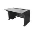 Epcom Industrial EM-S02 Monitoring and Control Professional Station for Video Surveillance, Access Control, Alarms Central Purposes. Dark Metal and Wood