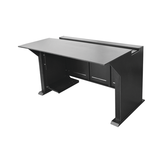 Epcom Industrial EM-S02 Monitoring and Control Professional Station for Video Surveillance, Access Control, Alarms Central Purposes. Dark Metal and Wood
