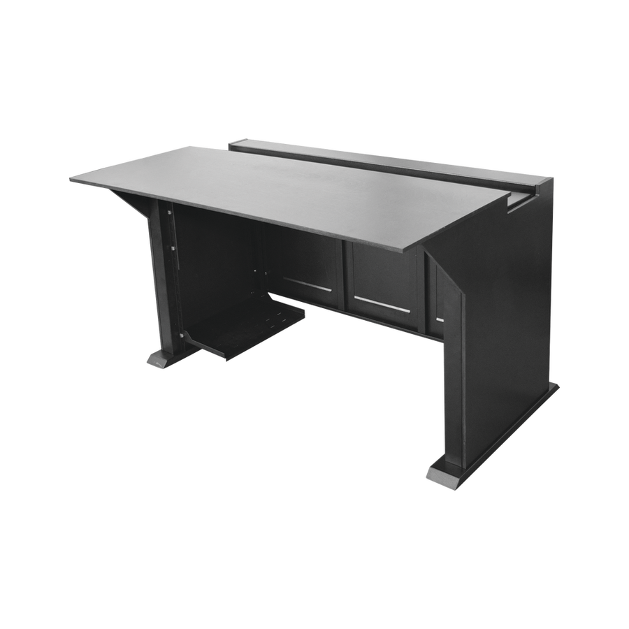 Epcom Industrial EM-S02 Monitoring and Control Professional Station for Video Surveillance, Access Control, Alarms Central Purposes. Dark Metal and Wood