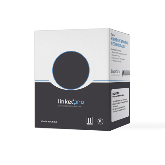 Linkedpro EP-CAT-5E-V2 1000FT (305 m) Cable Reel, Cat5e, Copper Clad Aluminum (CCA), Gray, Indoor Use