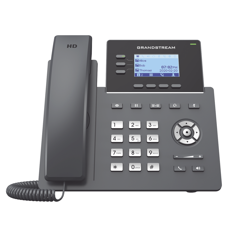 Grandstream GRP2603 Carrier-Grade IP Phone, 3 SIP lines with 6 accounts, Gigabit ports, Opus codec, IPv4/IPv6 with GDMS cloud management