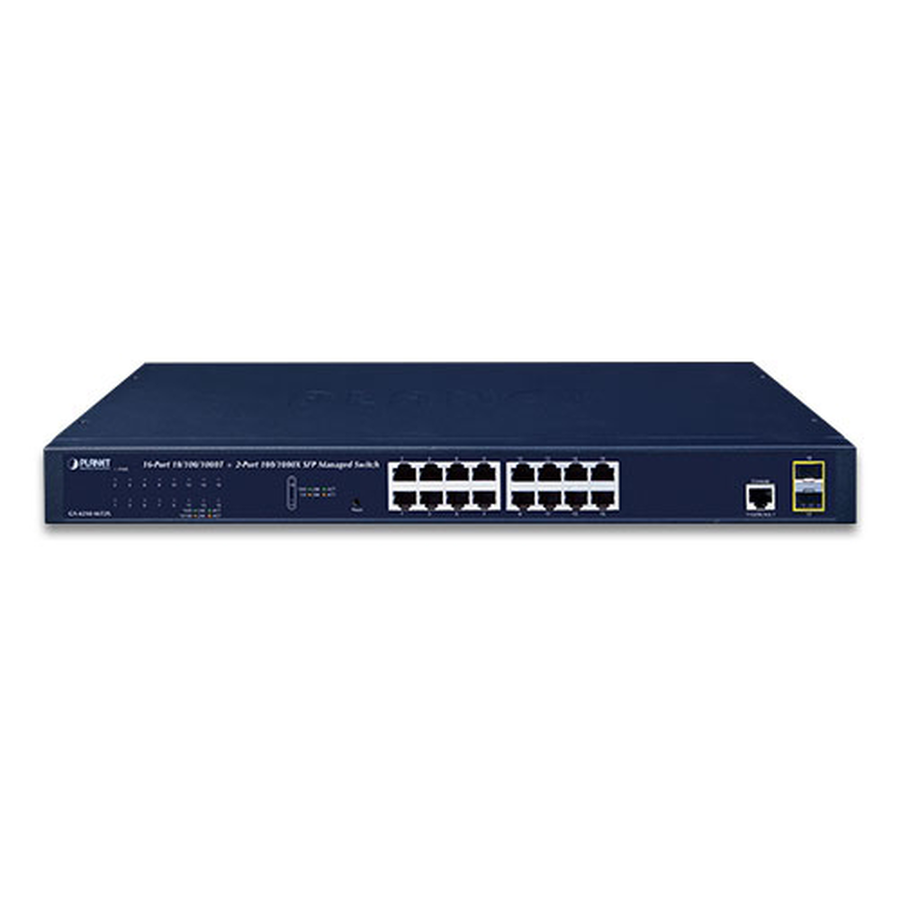 Planet GS-4210-16T2S Layer 2 Managed Switch with 16 Gigabit Ports, 2 SFP Ports, and Console Port