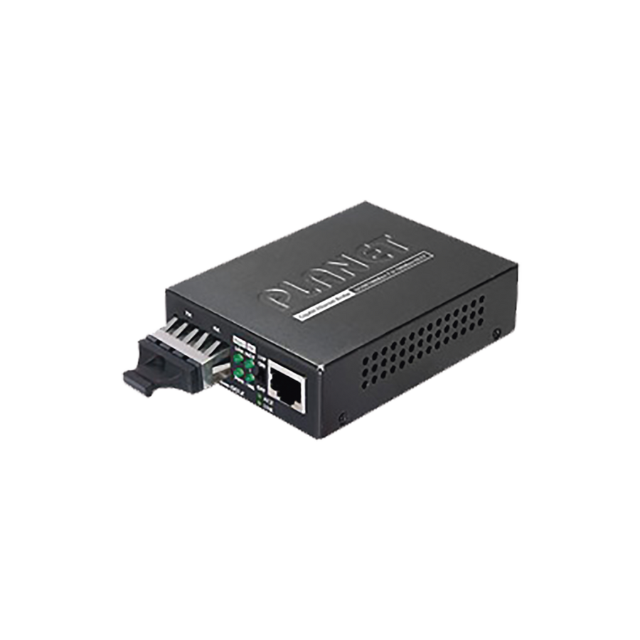 Planet GT-802S 10/100/1000Base-T to 1000 Base-SX/LX Gigabit Media Converter, up to 6.21 miles (20 km), Connectors SC, Single Mode