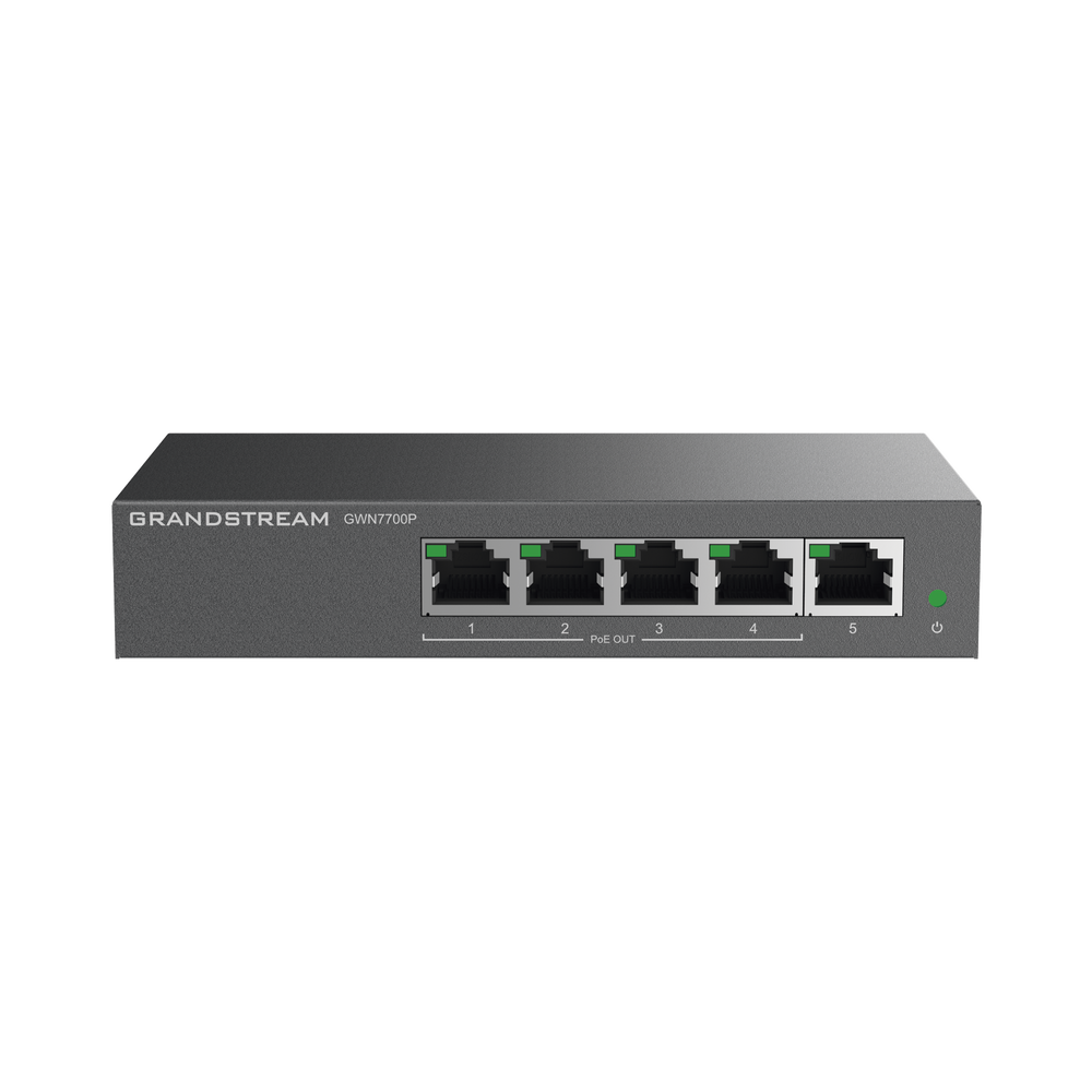 Grandstream GWN7700P Unmanaged PoE+ Gigabit Switch / 5 ports 10/100/1000 Mbps / 4 PoE+ ports / up to 60W
