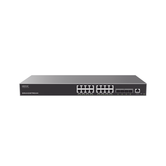 Grandstream GWN7812P Managed Gigabit PoE+ Switch / 16 ports 10/100/1000 Mbps + 4 SFP Uplink Ports / Up to 240W / Compatible with GWN Cloud.