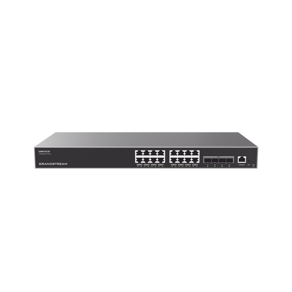 Grandstream GWN7812P Managed Gigabit PoE+ Switch / 16 ports 10/100/1000 Mbps + 4 SFP Uplink Ports / Up to 240W / Compatible with GWN Cloud.