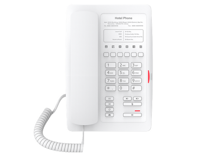 Fanvil White Elegant Hotel IP Phone with 2 SIP Lines, USB Charging Port, PoE, and HD Audio