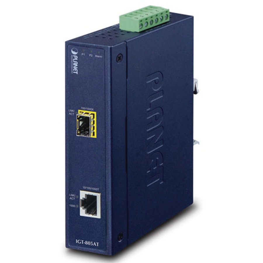 Planet IGT-805AT Industrial 10/100/1000BASE-T to 100/1000BASE-X SFP Media Converter
