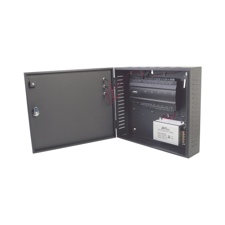 Zkteco INBIO460L Four-Door Access Controller / Biometric readers supported / 3,000 Fingerprint templates / 30,000 users / Metal Cabinet and 12VDC/5A Power Supply Included