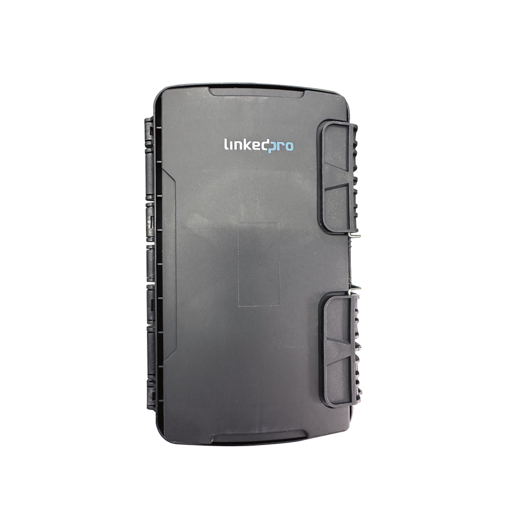 Linkedpro LP-FAB-HGT-16IN-S FTTH Termination Box, 16 Ports, IP65, Loaded with 4 Splice Trays of 24FO, Black, Standard Configuration for Wall