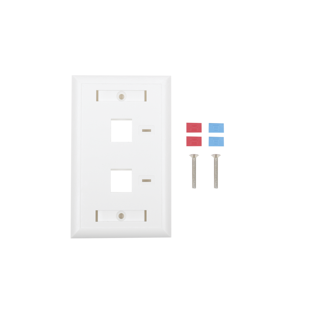Linkedpro LP-FP-22 Face Plate, 2-Port Output with Space for Label - White