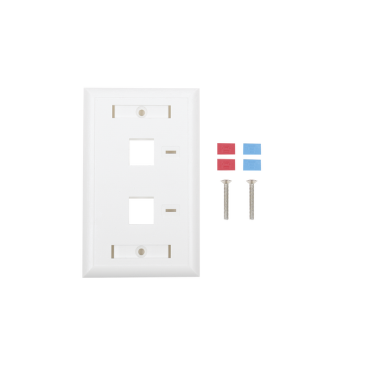 Linkedpro LP-FP-22 Face Plate, 2-Port Output with Space for Label - White