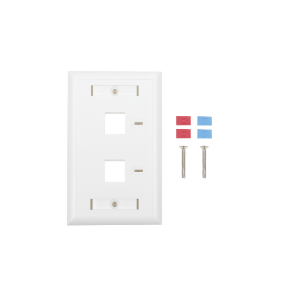 Linkedpro LP-FP-22 Face Plate, 2-Port Output with Space for Label - White