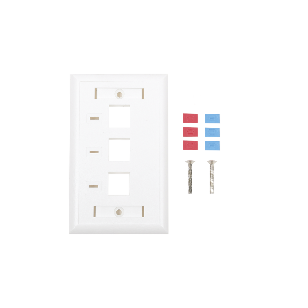 Linkedpro LP-FP-23 Face Plate, 3 Output Ports, with Space for Label - White