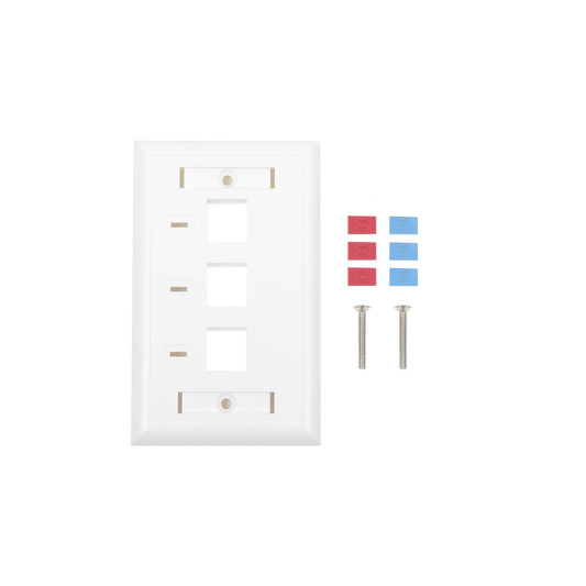 Linkedpro LP-FP-23 Face Plate, 3 Output Ports, with Space for Label - White